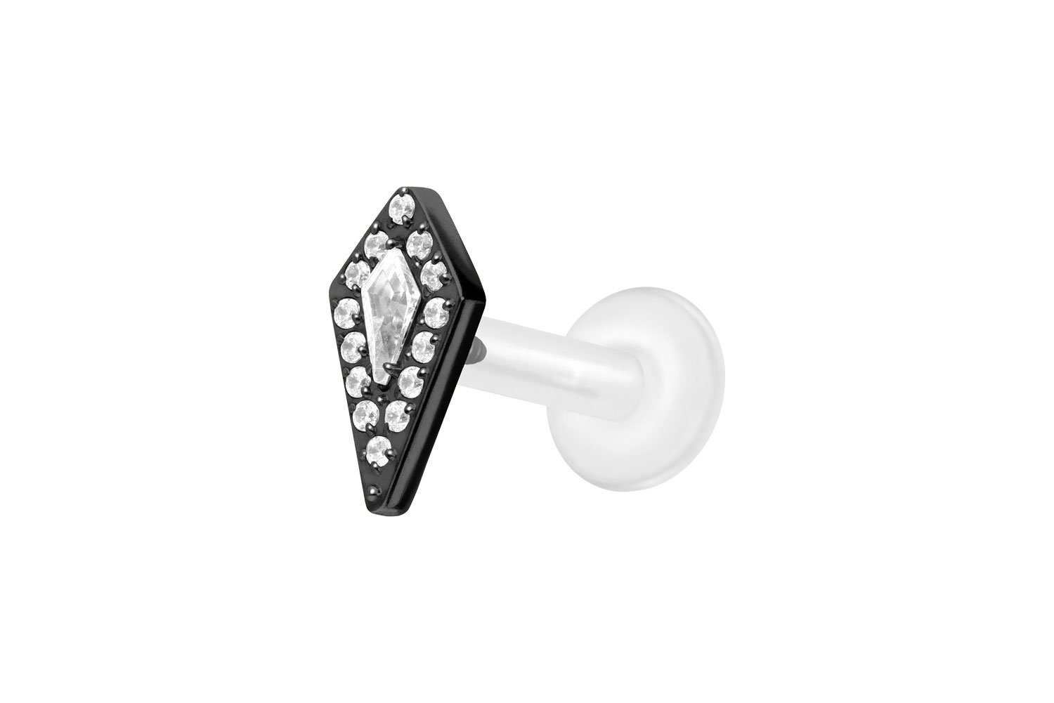 PTFE Labret Piercing mit Innengewinde + Titan-Aufsatz KRISTALLSCHILD